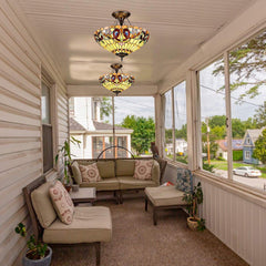 Capulina Tiffany Ceiling Light Pendant Lights 18 Wide 3 Light Victorian Style Chandeliers for Living Room Stairway Foyer Entryway