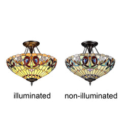 Capulina Tiffany Ceiling Light Pendant Lights 18 Wide 3 Light Victorian Style Chandeliers for Living Room Stairway Foyer Entryway