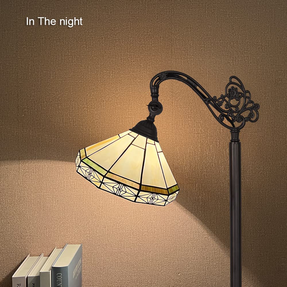 Capulina Tiffany Floor Lamp Tall Antique Mission Style Soft Light Arched Gooseneck