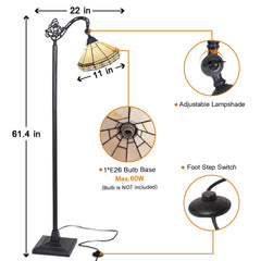 Capulina Tiffany Floor Lamp Tall Antique Mission Style Soft Light Arched Gooseneck