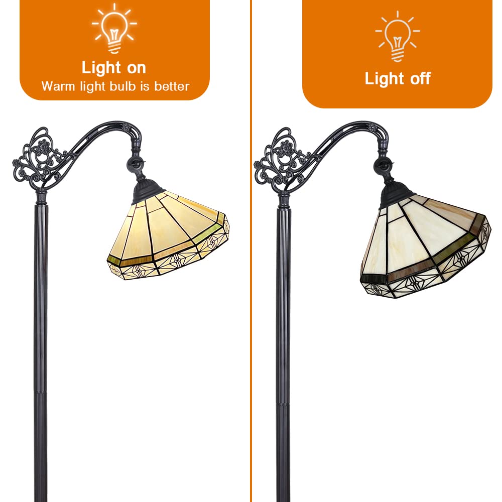 Capulina Tiffany Floor Lamp Tall Antique Mission Style Soft Light Arched Gooseneck