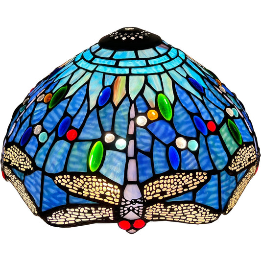 Capulina Blue Dragonfly Tiffany Style Stained Glass Lamp Shade