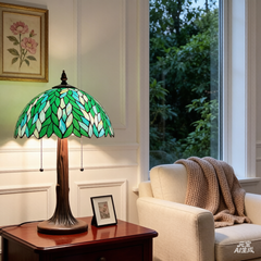 COTOSS Tiffany Lamp 16" Large Green Wisteria Stained Glass Table Lamp