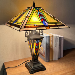 Capulina Tiffany Lamp Firecracker Mission Stained Glass Table Lamp 3-Light