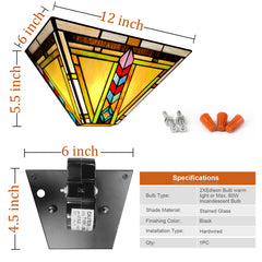Capulina Tiffany Lamp Firecracker Mission Stained Glass Wall Sconce 2-Light