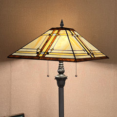 Capulina Tiffany Lamp Cream Mission Stained Glass Floor Lamp 2-Light