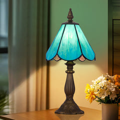 Cotoss Tiffany Table Lamp,Handcrafts Stained Glass Style Table Light,Small Desk Bedside Table Night Lamp for Living Room Bedroom Study Office Bookcase Desk Light