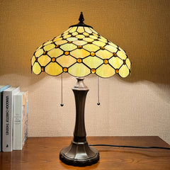 Capulina Tiffany Table Lamp Amber Beads Stained Glass Lamp 2-Light