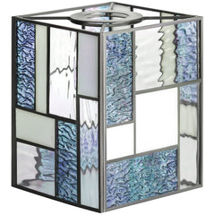 Tiffany Lamp Shade[W5" x H6"] Handmade Stained Glass Shade for Lampshade Replacement/Chandelier/Pendant Lighting/Wall Sconces/Table Lamp/Floor Light(Blue)