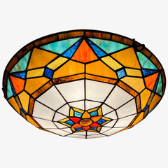 Tiffany Ceiling Lights, Stained Glass Ceiling Light 3-Lights 16 Inch Tiffany Flush Mount Ceiling Light for Bedroom Dining Living Room Entryway Foyer