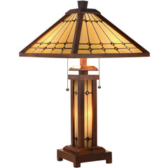 Capulina Tiffany Lamp Mission Cream Stained Glass Table Lamp 3-Light