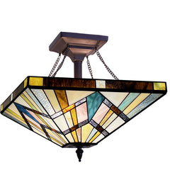 Capulina Tiffany Lamp Cream Amber Stained Glass Ceiling Light 3-Light