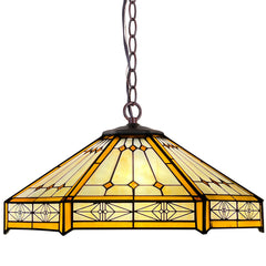 Capulina Tiffany Lamp Cream Hexagon Stained Glass Pendant Light 2-Light