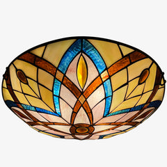 Tiffany Ceiling Lights, Stained Glass Ceiling Light 3-Lights 16 Inch Tiffany Flush Mount Ceiling Light for Bedroom Dining Living Room Entryway Foyer