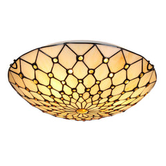 Tiffany Flush Mount Ceiling Light 3-Light 16 Inch Stained Glass Ceiling Light for Bedroom,Living Room, Entryway,Foyer