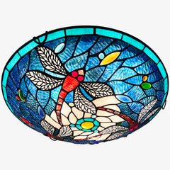 Tiffany Ceiling Lights, Stained Glass Ceiling Light 3-Lights 16 Inch Tiffany Flush Mount Ceiling Light for Bedroom Dining Living Room Entryway Foyer