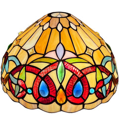 Capulina Tiffany Lamp Shade 12 Inches Wide Accessories Replacement Cream Brown Style Stained Glass Lampshade for Torchiere Floor Lamp and Pendant Light