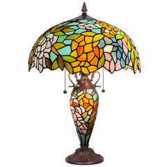 Capulina Tiffany Lamp Wisteria Style Stained Glass Table Lamp 3-Light