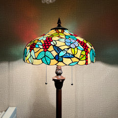 Capulina Tiffany Lamp Grape Style Stained Glass Floor Lamp 2-Light