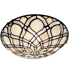 Tiffany Ceiling Lights, Stained Glass Ceiling Light 2-Lights 12 Inch Tiffany Flush Mount Ceiling Light for Bedroom Dining Living Room Entryway Foyer