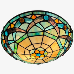 Tiffany Ceiling Lights, Stained Glass Ceiling Light 2-Lights 12 Inch Tiffany Flush Mount Ceiling Light for Bedroom Dining Living Room Entryway Foyer