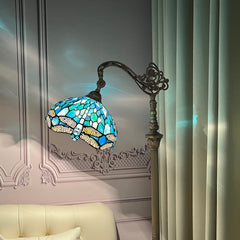 Antique Tiffany Floor Lamp[11''W*62''H] Gooseneck Adjustable Stained Glass Floor Lamp Standing Reading Light for Living Room/Bedroom/Home Office/Study(Dragonfly)