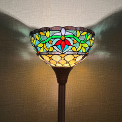 Capulina Tiffany Lamp Antique Rome Stained Glass Torchiere Floor Lamp