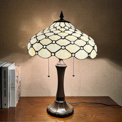 Capulina Tiffany Lamp Beige Beads Stained Glass Table Lamp 2-Light