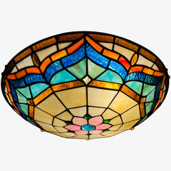 Tiffany Ceiling Lights, Stained Glass Ceiling Light 3-Lights 16 Inch Tiffany Flush Mount Ceiling Light for Bedroom Dining Living Room Entryway Foyer