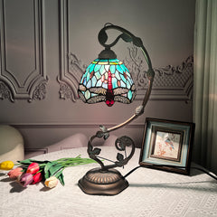 ARTZONE Antique Tiffany Lamp Stained Glass Tbale Lamp