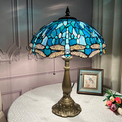 Tiffany Table Lamp[W16''xH24''], Tiffany Table Lights Antique Stained Glass Bedside Table Lamp for Bedside/Desk Reading/Living Room/Home Office/Bedroom(Dragonfly)