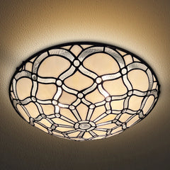 ARTZONE Tiffany Ceiling Lights, Stained Glass Ceiling Light 3-Lights 16 Inch Tiffany Flush Mount Ceiling Light for Bedroom Dining Living Room Entryway Foyer