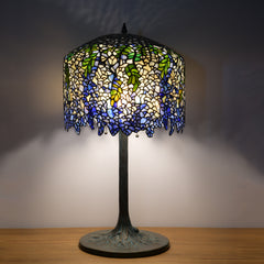 Thatyears Wisteria Tiffany Style Table Lamp – Handcrafted Stained Glass Decorative Lamp for Living Room, Bedroom, Home Office