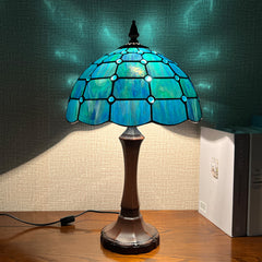 Tiffany Table Lamp 12 inch Blue Beads Style Stained Glass Table Lamp