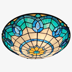 Tiffany Ceiling Lights, Stained Glass Ceiling Light 3-Lights 16 Inch Tiffany Flush Mount Ceiling Light for Bedroom Dining Living Room Entryway Foyer