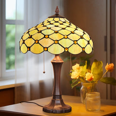 Capulina Tiffany Table Lamp Amber Beads Stained Glass Lamp 2-Light