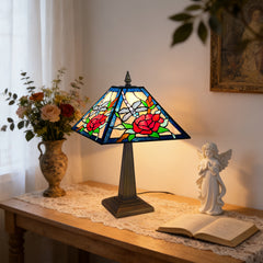 ARTZONE Tiffany Table Lamp[W12''xH20''], Tiffany Table Lights Antique Stained Glass Bedside Table Lamp for Bedside/Desk Reading/Living Room/Home Office/Bedroom