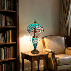 ARTZONE Tiffany Table Lamp with Nighlight Antique Stained Glass Table Lamp