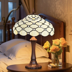 Capulina Tiffany Lamp Beige Beads Stained Glass Table Lamp 2-Light