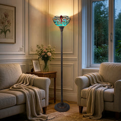 ARTZONE Gorgeous Tiffany Torchiere Floor Lamp