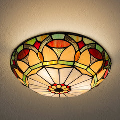 Tiffany Ceiling Lights, Stained Glass Ceiling Light 3-Lights 16 Inch Tiffany Flush Mount Ceiling Light for Bedroom Dining Living Room Entryway Foyer