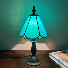 Cotoss Tiffany Table Lamp,Handcrafts Stained Glass Style Table Light,Small Desk Bedside Table Night Lamp for Living Room Bedroom Study Office Bookcase Desk Light