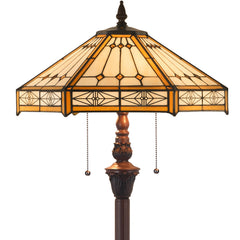 Capulina Tiffany Lamp Cream Hexagon Stained Glass Floor Lamp 2-Light