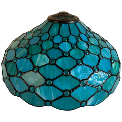 Capulina Tiffany Lamp Shade 16 Inches Wide Accessories Replacement Seagrass Blue Beads Style Stained Glass Lampshade for Table Lamp Floor Lamp