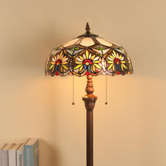 Capulina Tiffany Lamp Sunflower Stained Glass Floor Lamp 2-Light