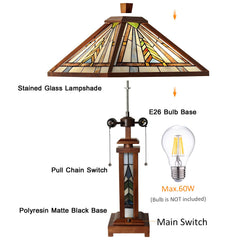 Capulina Tiffany Lamp Mission Brown Stained Glass Table Lamp 3-Light