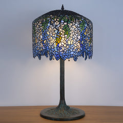 Thatyears Wisteria Tiffany Style Table Lamp – Handcrafted Stained Glass Decorative Lamp for Living Room, Bedroom, Home Office