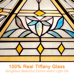 Capulina Tiffany Lamp Hexagon Virgin Stained Glass Pendant Lights 2-Light