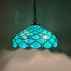Capulina Tiffany Lamp Blue Beads Stained Glass Pendant Light 2-Light