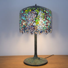 Thatyears Wisteria Tiffany Style Table Lamp – Handcrafted Stained Glass Decorative Lamp for Living Room, Bedroom, Home Office